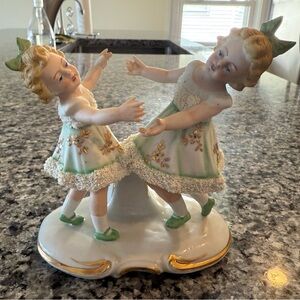 Dresden, Germany
 Figurine with Green and Gold Accents. 1920-1940